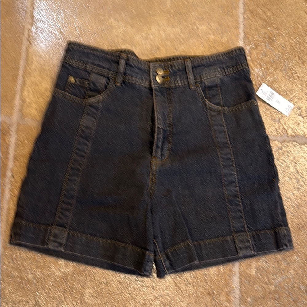 Pilcro Black Jean Shorts High-Waisted Structured Design